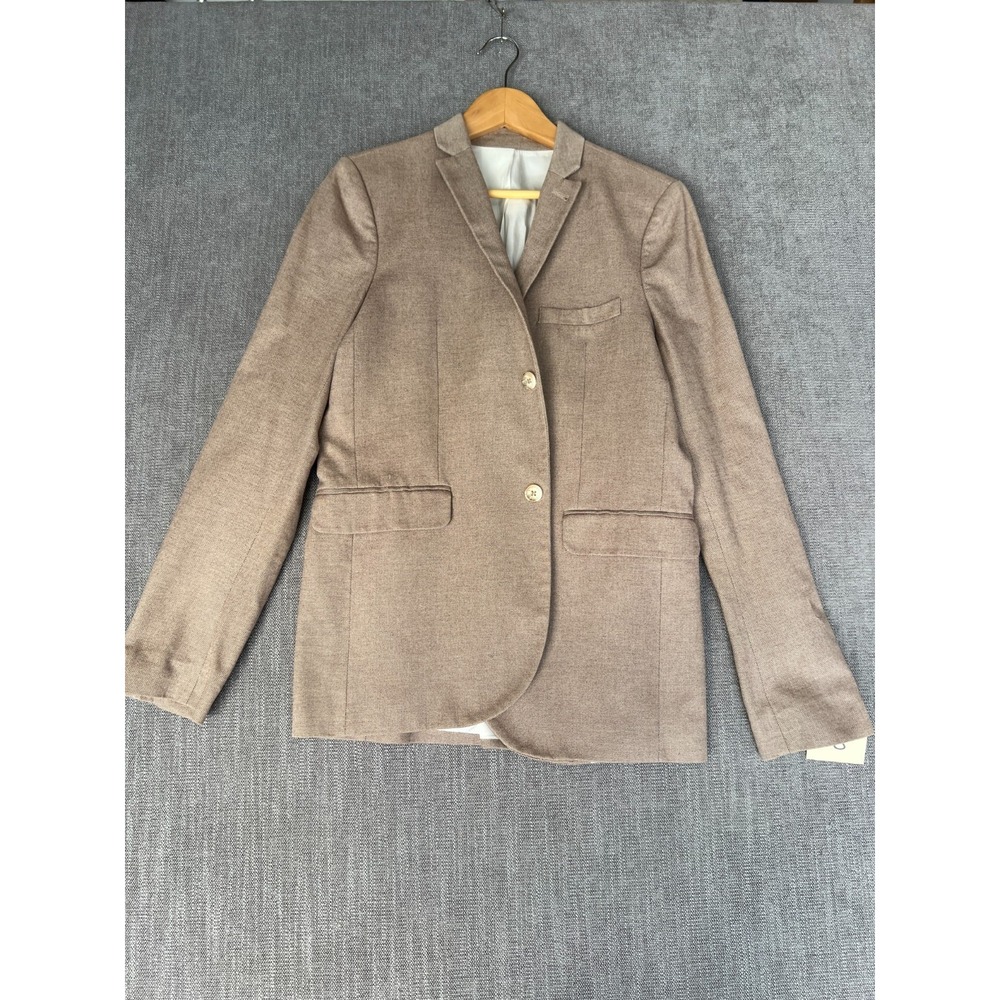 Topman Blazer Jacket Mens 38 Beige Lined Single Breasted Formal Business Career
